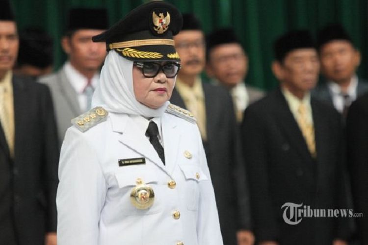 Imas Aryumningsih seusai dilantik sebagai Bupati Subang sisa masa jabatan 2013-2018 oleh Wakil Gubernur Jawa Barat, Deddy Mizwar, di Gedung Sate, Jalan Diponegoro, Kota Bandung, Kamis (8/6). 