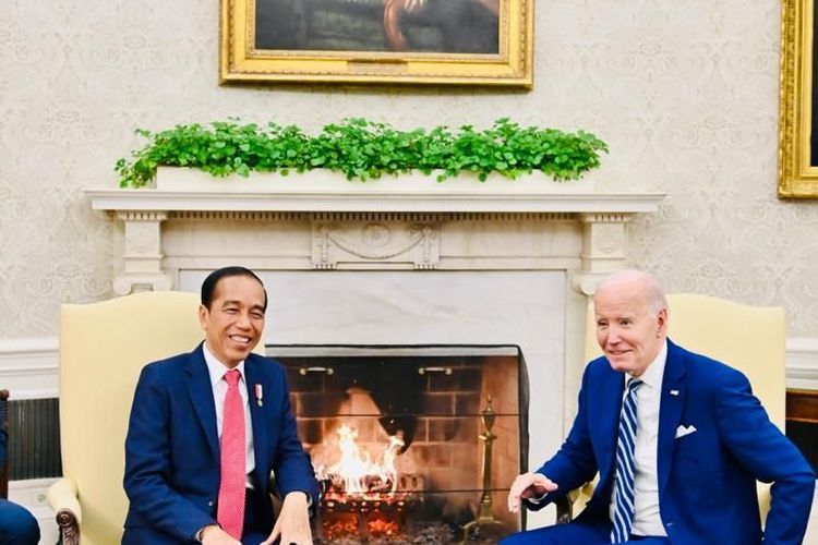Presiden Joko Widodo bertemu dengan Presiden AS Joe Biden di Gedung Putih, Washington DC, Amerika Serikat, Senin (13/11/2023) waktu setempat. 