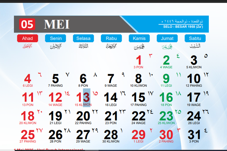 Besok Libur Apa? Cek Tanggal Merah Mei 2025 dan Long Weekend