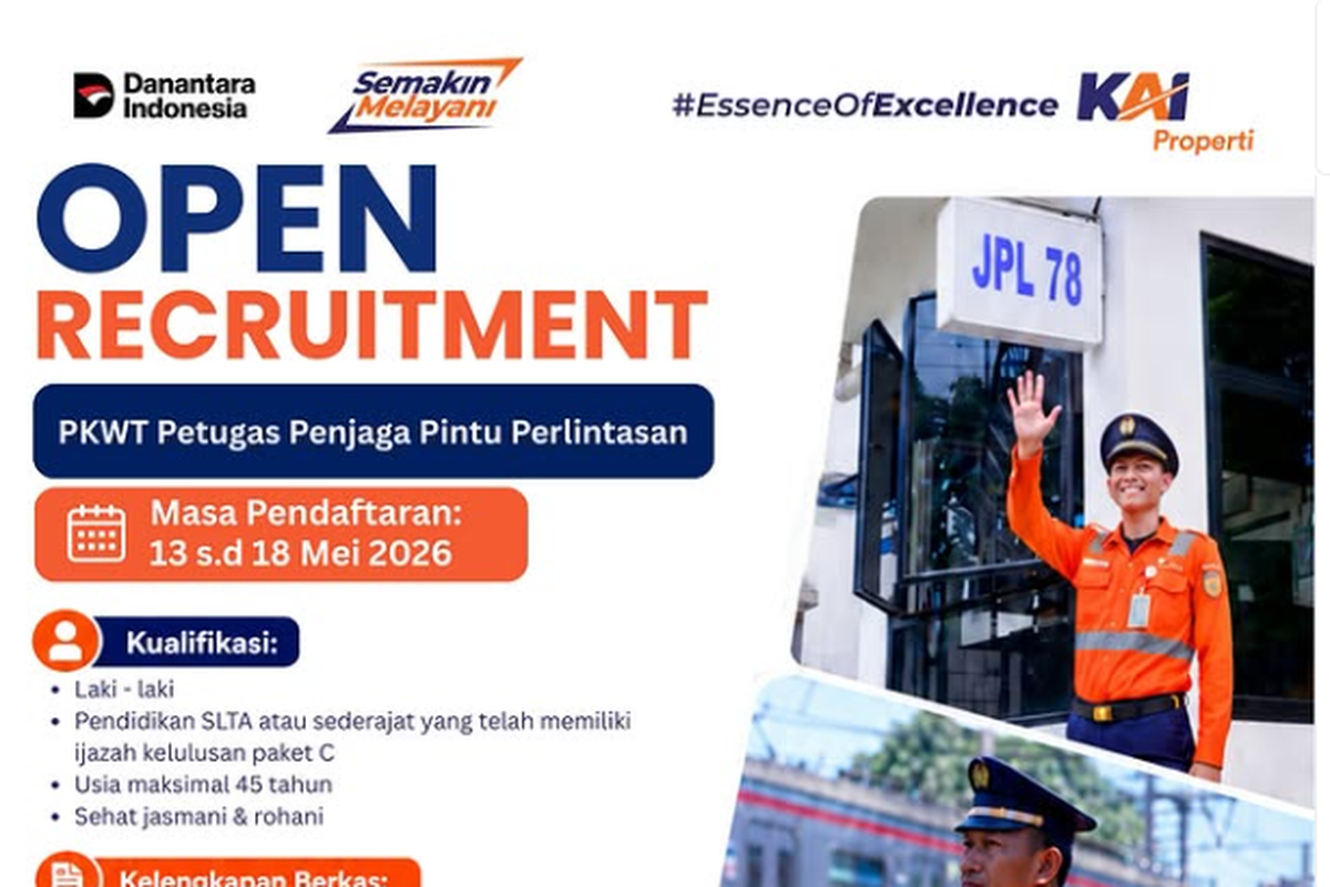 KAI Properti Buka Lowongan Kerja PJL, Usia 45 Tahun Bisa Daftar