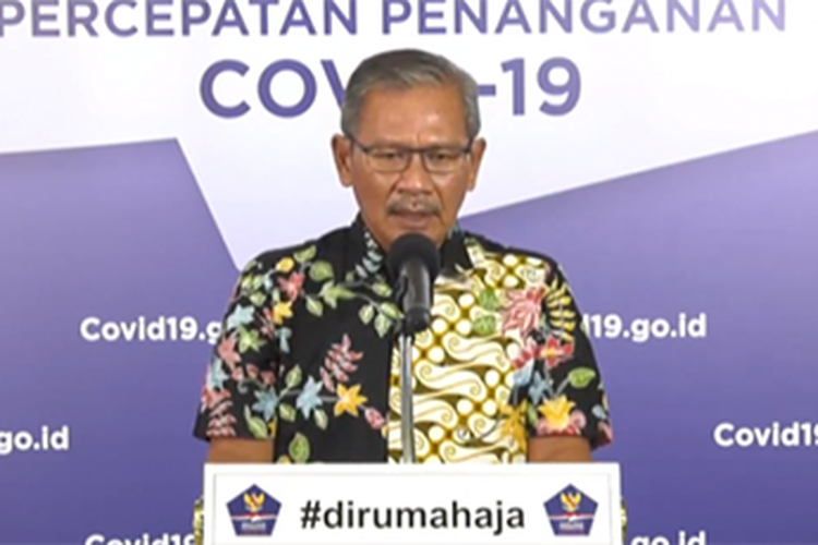 Achmad Yurianto menggelar Konferensi Pers terkait pencegahan penyebaran Covid-19, di Gedung BNPB, Jakarta, Kamis (7/5/2020). 