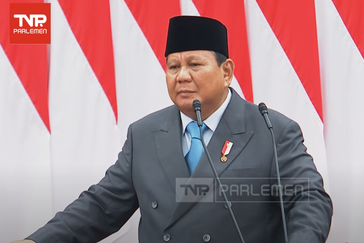 Presiden Prabowo Subianto menyampaikan Pidato Kenegaraan di Gedung Nusantara, Kompleks Parlemen RI, Jakarta, Jumat (15/8/2025).