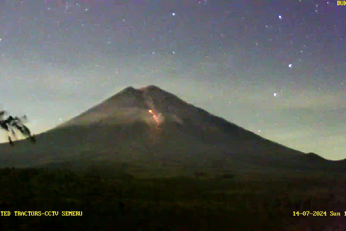 Guguran lava pijar Gunung Semeru, Minggu (14/7/2024)