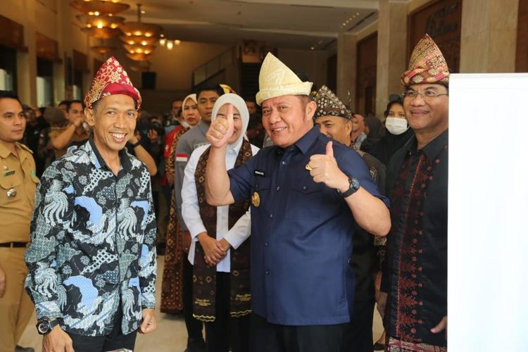 Gubernur Sumsel Herman Deru saat menghadiri Mobile Intelectual Property Clinic di Kanwil Kemenkumham Provinsi Sumsel di Hotel Aryaduta Palembang, Selasa (23/5/2023).