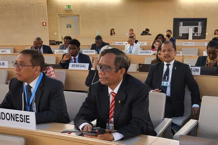 Menko Polhukam Mahfud MD di ‘The 50th Session of the Human Rights Council’ di Jenewa, Swiss, Senin (13/6/2022), waktu setempat.