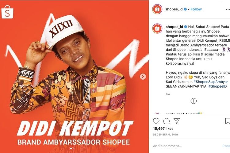 Didi Kempot menjadi Brand Abyarsador Shopee