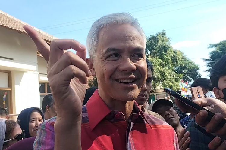 Bakal Calon Presiden (Bacapres) Ganjar Pranowo, di Lokananta Solo, pada Sabtu (12/8/2023).
