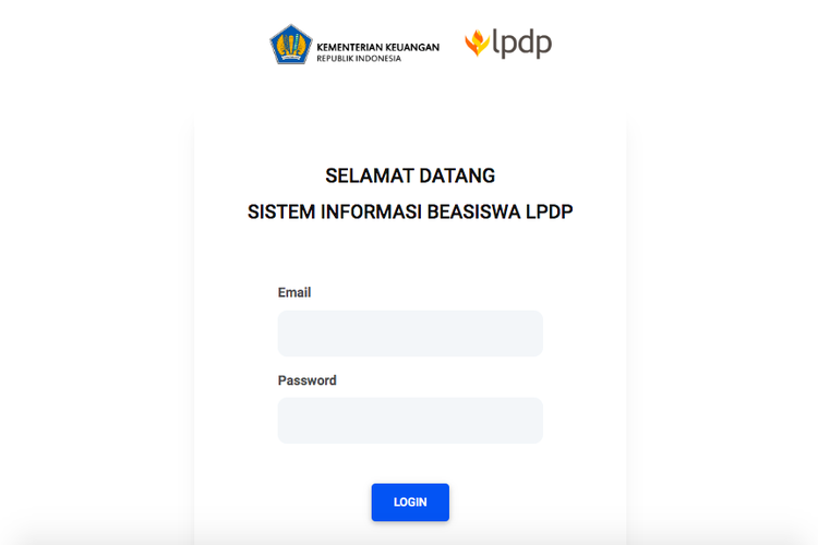 Tangkapan layar laman pendaftaran beasiswa LPDP 2023