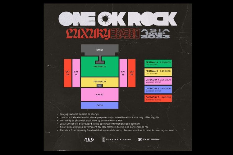 Daftar lengkap harga tiket Konser ONE OK ROCK di Jakarta