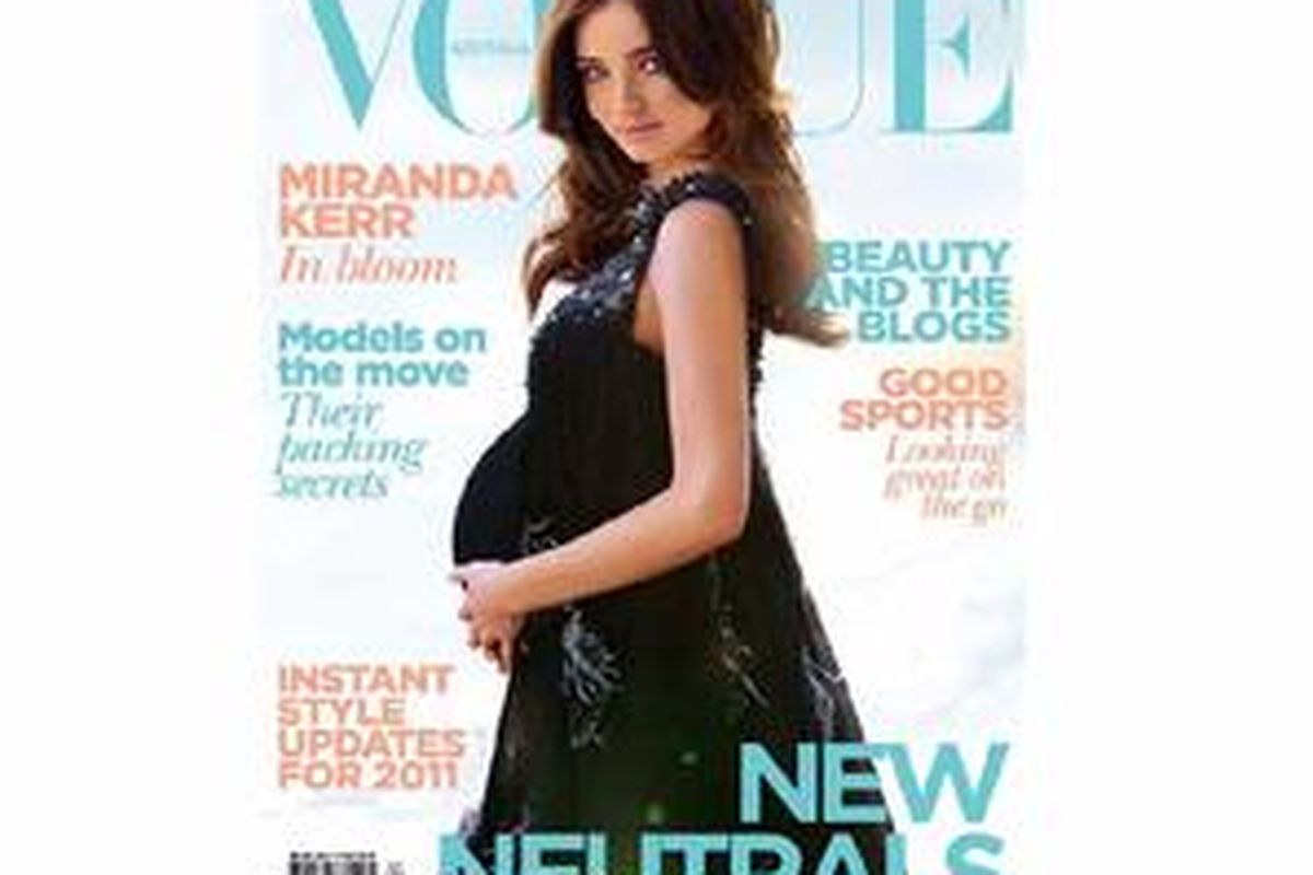 Miranda Kerr, saat hamil pun masih difoto di majalah Vogue.