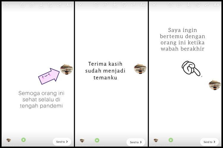 Template Instagram hasil bikinan sendiri untuk menyampaikan pesan ke seluruh followers lewat stiker komentar.