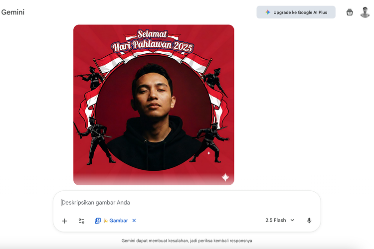 Ilustrasi cara membuat Twibbon Hari Pahlawan 2025 via Gemini AI.