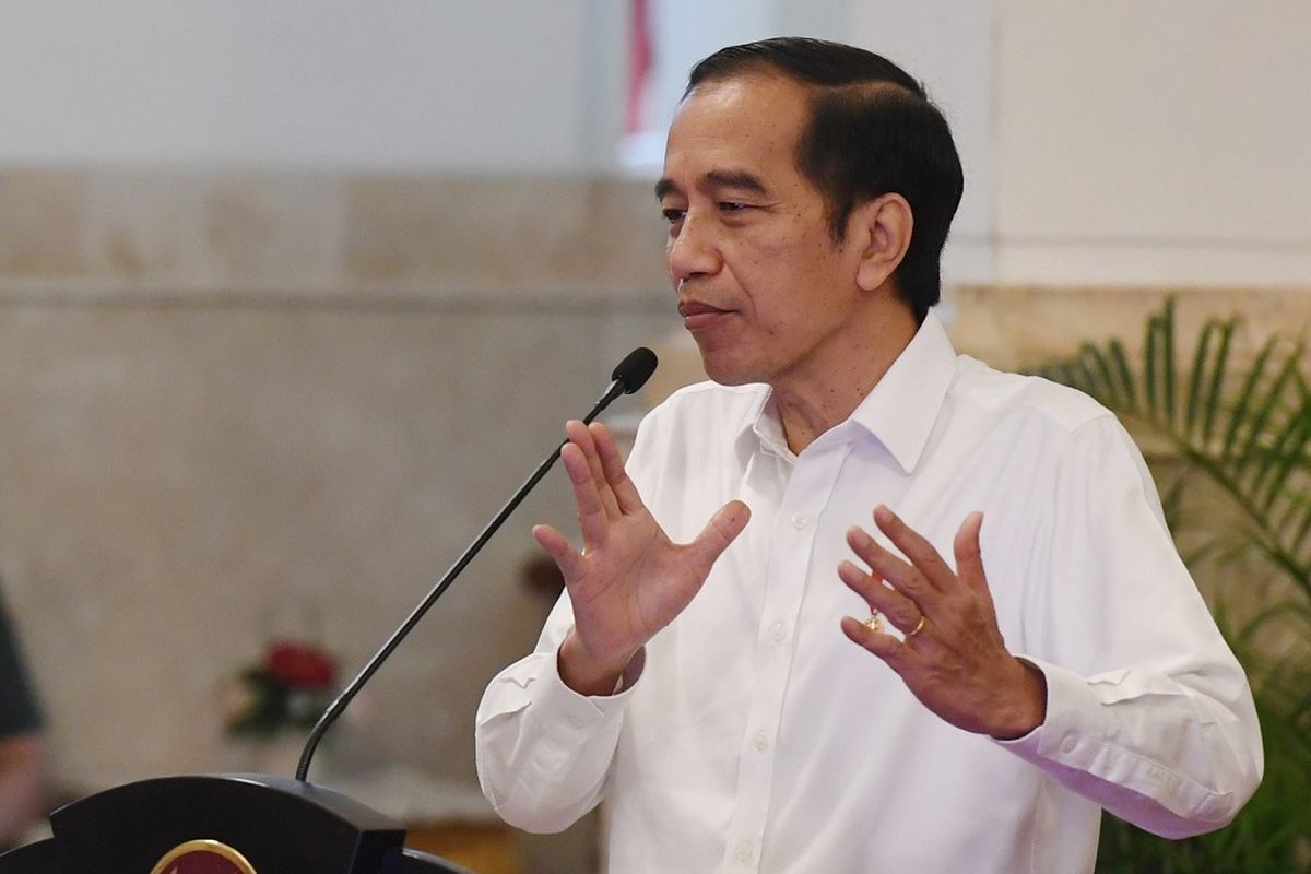 President Joko Widodo delivering his speech in State Palace, Jakarta on Thursday, July 23, 2020. ANTARA FOTO/Hafidz Mubarak A/Pool/nz