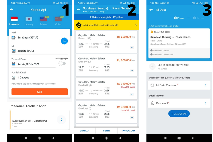 Ilustrasi (beli tiket kereta) cara pesan tiket keretaTraveloka secara online dengan harga tiket kereta Traveloka yang beragam 