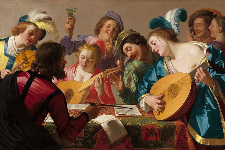 Sekelompok pemusik dari era Renaisaance dalam lukisan The Concert (1623) karya Gerard van Honthorst