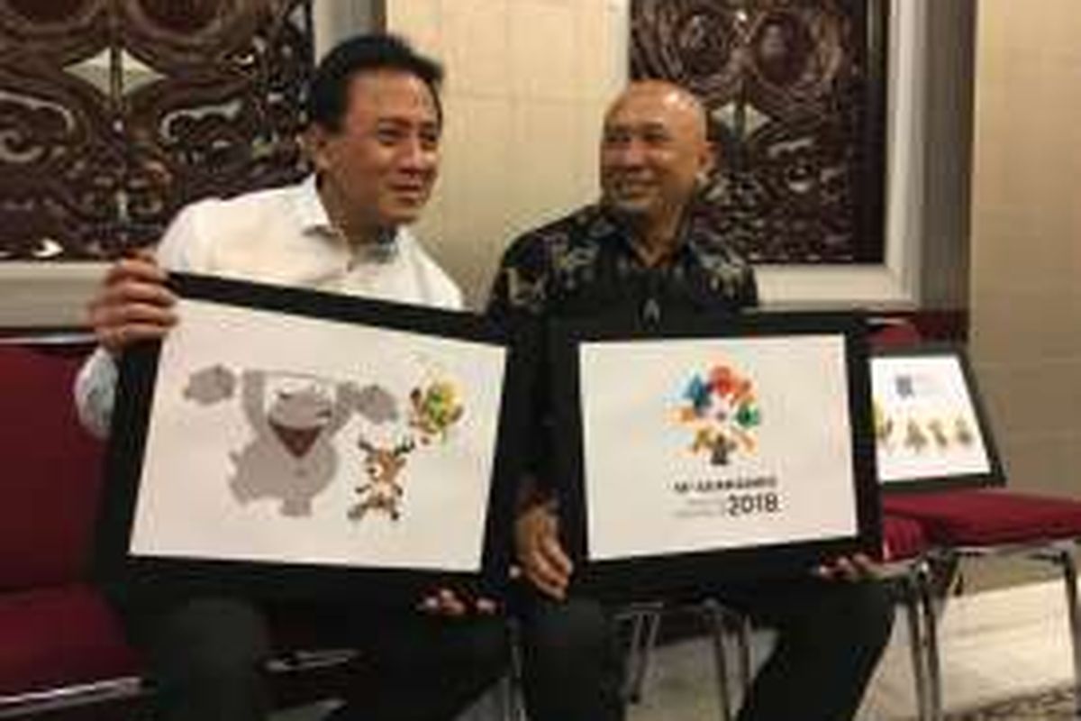 Tiga karakter untuk maskot Asian Games 2018 (kiri).