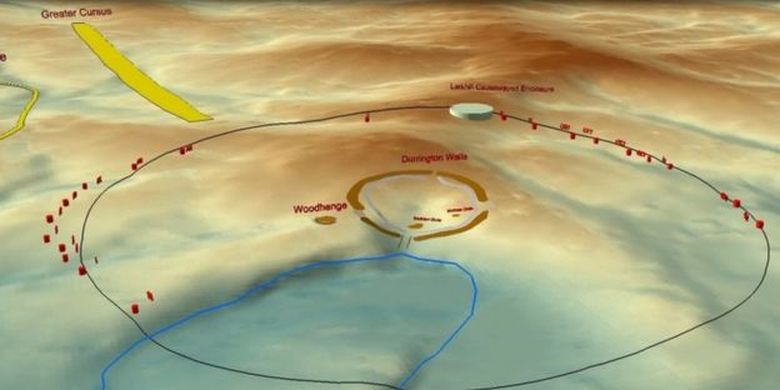 Temuan monumen Neolitik di dekat Stonehenge berusia 4.500 tahun. Lubang-lubang ini mengelilingi Durrington Walls.