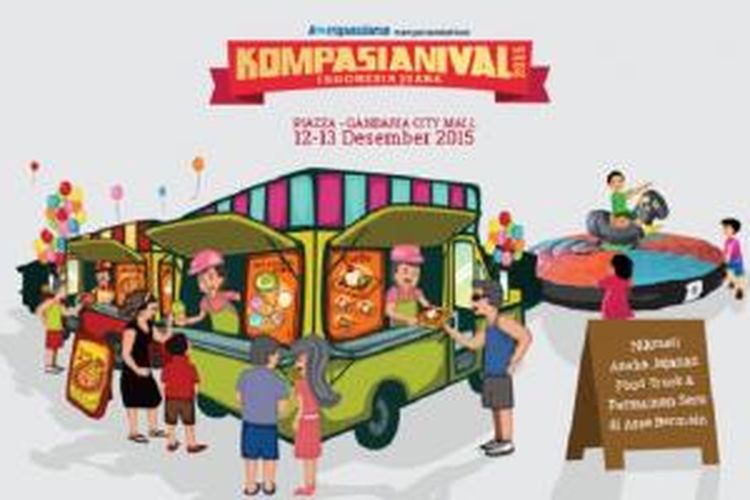 Food truck menyediakan aneka kuliner di Kompasianival 2015.