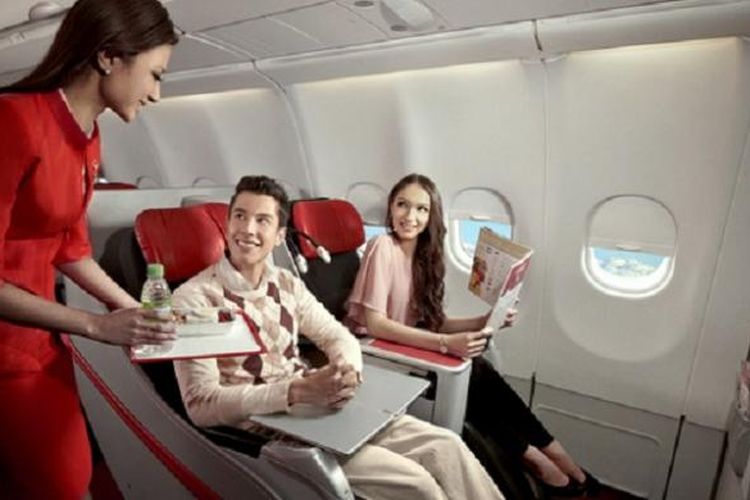 Suasana di business class flatbed Indonesia AirAsia X 