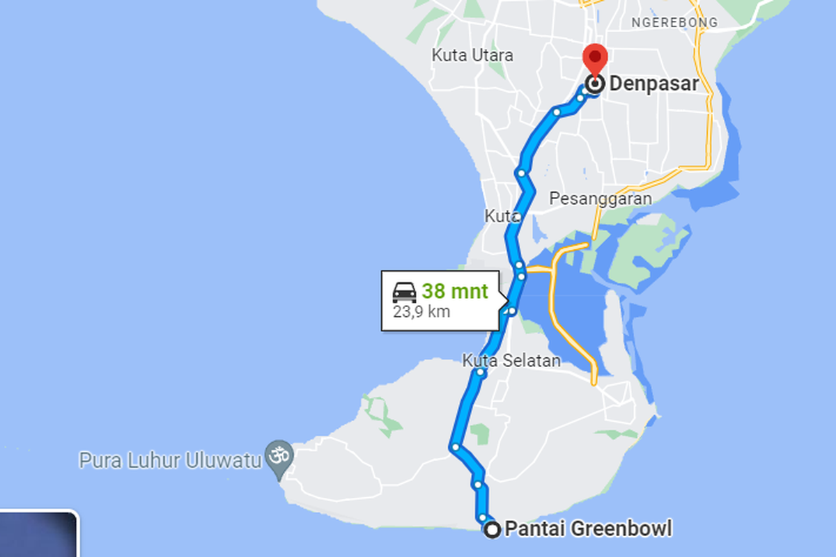 Rute Pantai Green Bowl, Bali