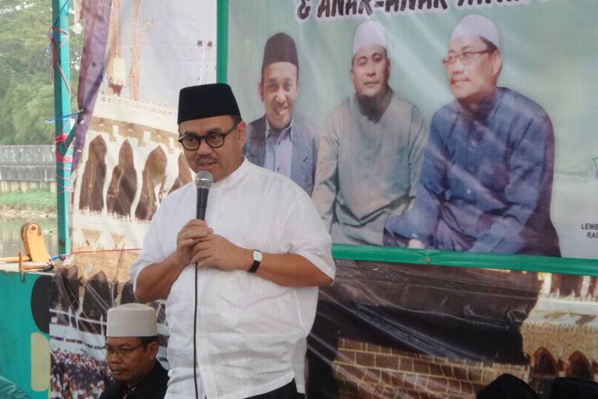 Ketua Tim Sinkronisasi untuk Anies-Sandi, Sudirman Said, saat menghadiri sebuah acara di Tambora, Jakarta Barat, Minggu (11/6/2017) sore. 