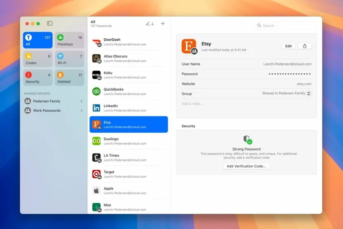 Aplikasi Passwords, password manager buatan Apple yang meluncur di WWDC 2024.