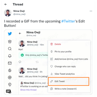 Pisahkan Inikah Cara Kerja Tombol Edit Twitter?