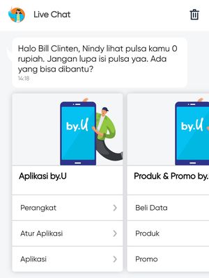 Ilustrasi live chat di aplikasi by.U.