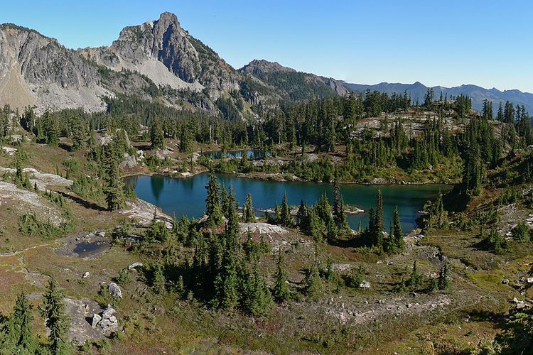 A subalpine lake in the Cascade Range, Washington, United States