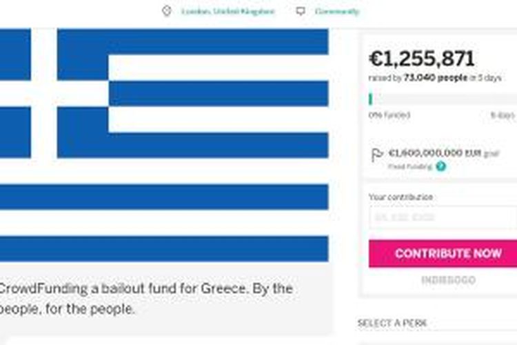 Upaya penyelamatan Yunani melalui situs Indiegogo