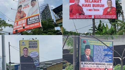 Rangkaian Pilkada 2024 Belum Mulai, Baliho Bacalon Walkot Bekasi Mejeng di Jalan Arteri 