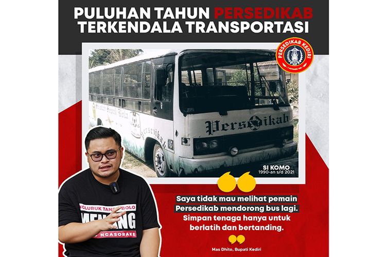 Bupati Kediri akan mengganti bus tim Persedikab Kediri.