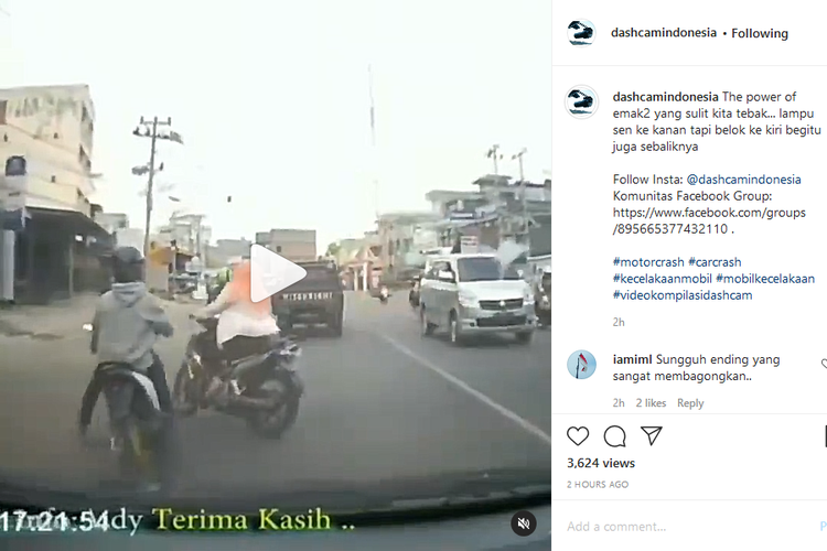 Potongan video tabrakan motor