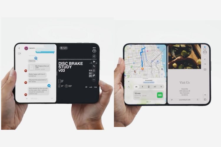 Untuk pertama kalinya di iPhone, pengguna iPhone Duo bisa Split View di mana ada dua aplikasi dibuka secara berdampingan dalam satu layar.