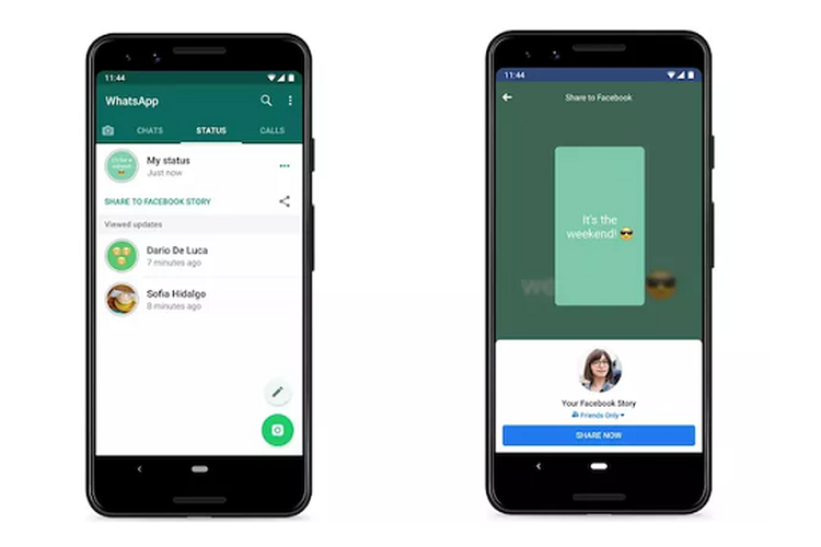 Fitur membagikan Status WhatsApp ke Facebook