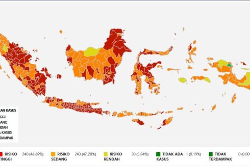 UPDATE: Sebaran 240 Zona Merah Covid-19 di Indonesia Data 1 Agutus 2021, Jawa Timur Masih yang Paling Banyak