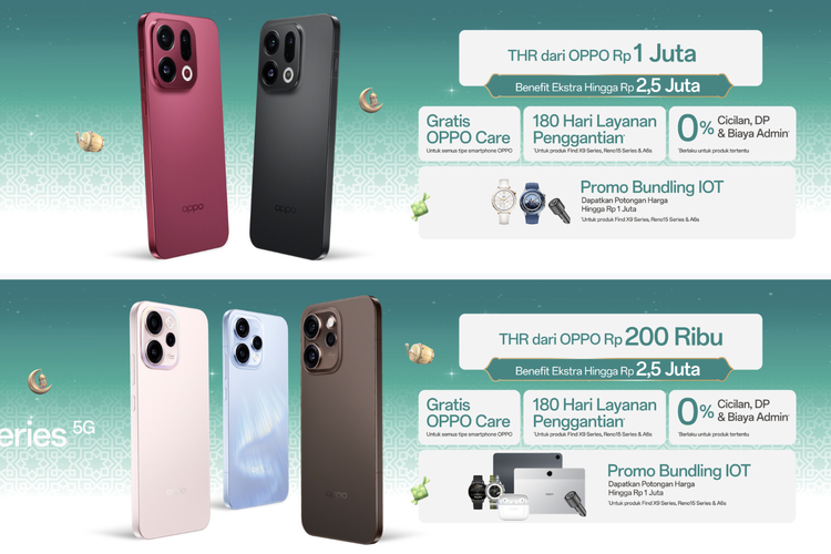 Harga HP OPPO Hari Ini 18 Maret 2026, Dapatkan Promo THR Lebaran OPPO