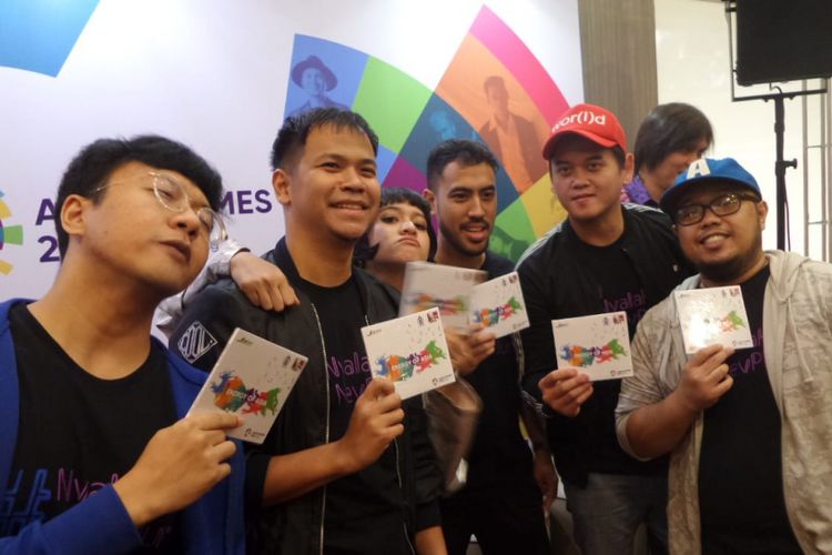 Band NEV+ menghadiri acara peluncuran CD album Energy of Asia di kawasan Kemang Raya, Jakart Selatan, Kamis (19/7/2018).