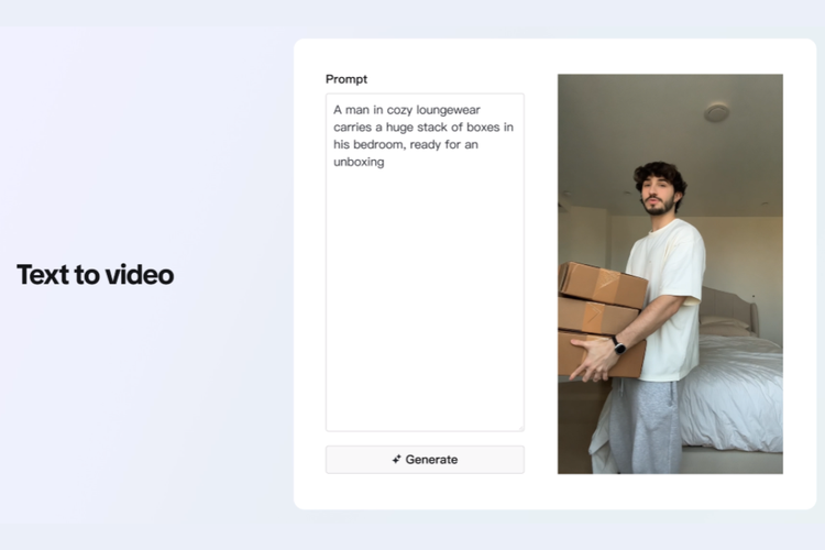Tampilan fitur text-to-video di TikTok. Sesuai namanya, fitur ini menawarkan kemampuan untuk mengubah teks menjadi sebuah klip video yang dilengkapi dengan avatar digital dari TikTok Symphony.