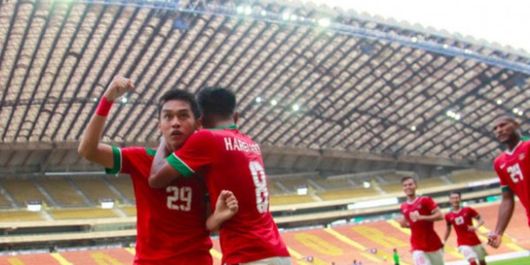 Septian David Maulana, pencetak gol ke gawang Thailand di SEA Games 2017 di Stadion Shah Alam, Kuala Lumpur, Selasa (15/8/2017). 
