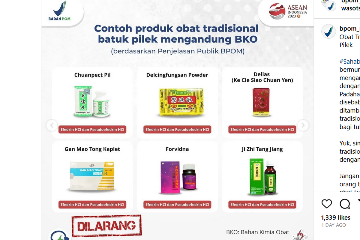 Daftar obat tradisional batuk pilek dengan BKO