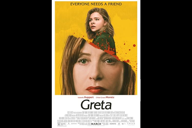 Poster film Greta (2018),dibintangi Isabelle Huppert dan Chole Grace Moretz. Tayang di Mola TV.