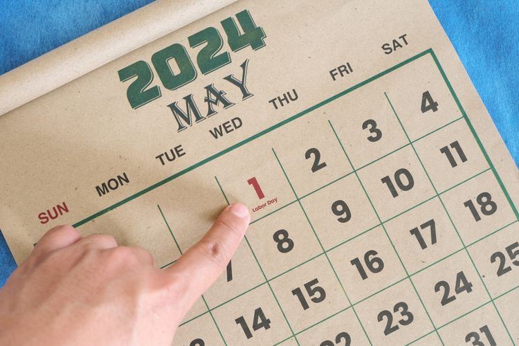 Ilustrasi kalender Mei 2024.