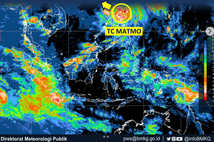 BMKG mendeteksi adanya Siklon Tropis Matmo di wilayah Indonesia.