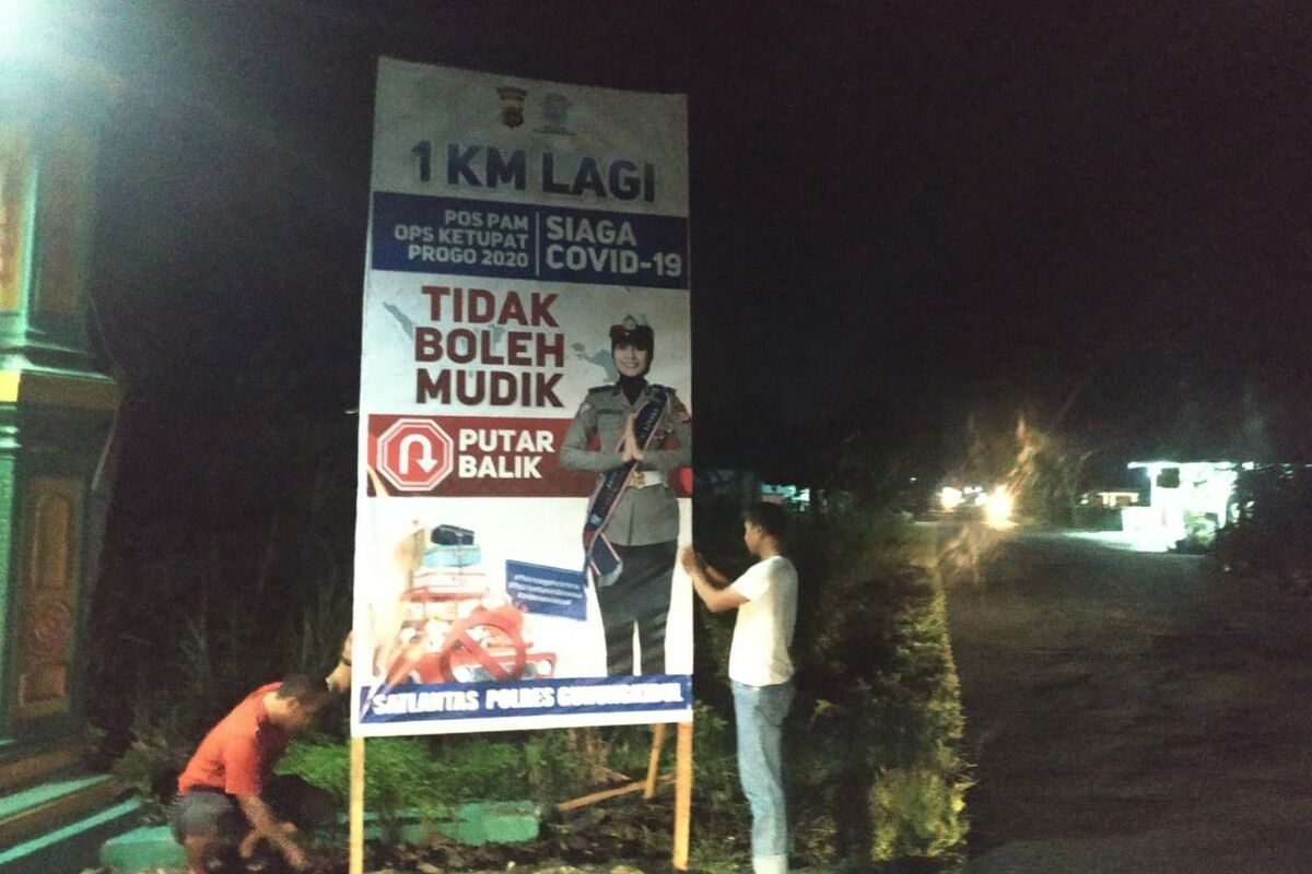 Imbauan Polres Gunungkidul untuk Pemudik yang dipasang di Beberapa Titik