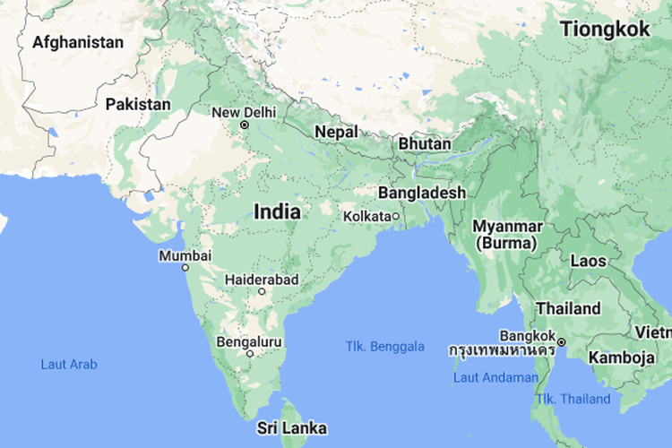 Tangkap layar peta negara-negara Asia Selatan