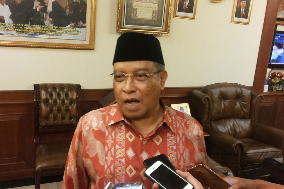 Ketua Umum Pengurus Besar Nahdlatul Ulama (PBNU) Said Agil Siradj saat ditemui di kantornya, Jalan Kramat Raya, Jakarta Pusat, Selasa (14/3/2017).
