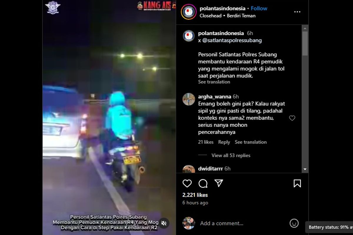 Viral, petugas kepolisian melakukan stut pada mobil yang mogok