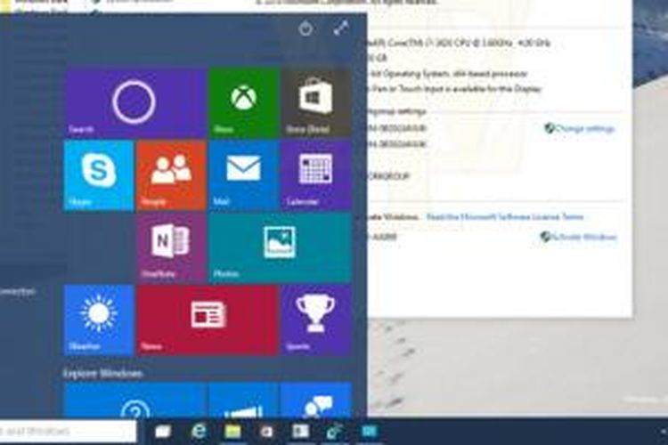 Bocoran tampilan start menu transparan pada Windows 10 Build 10031