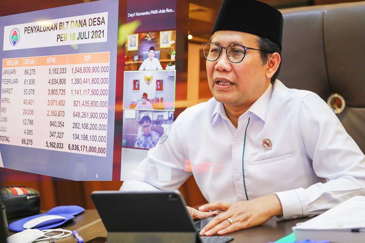 Menteri Desa, Pembangunan Daerah Tertinggal, dan Transmigrasi (Menteri Desa PDTT) Abdul Halim Iskandar (Gus Halim) saat menghadiri Rapat Tingkat menteri (RTM) virtual pada Senin (19/7/2021).